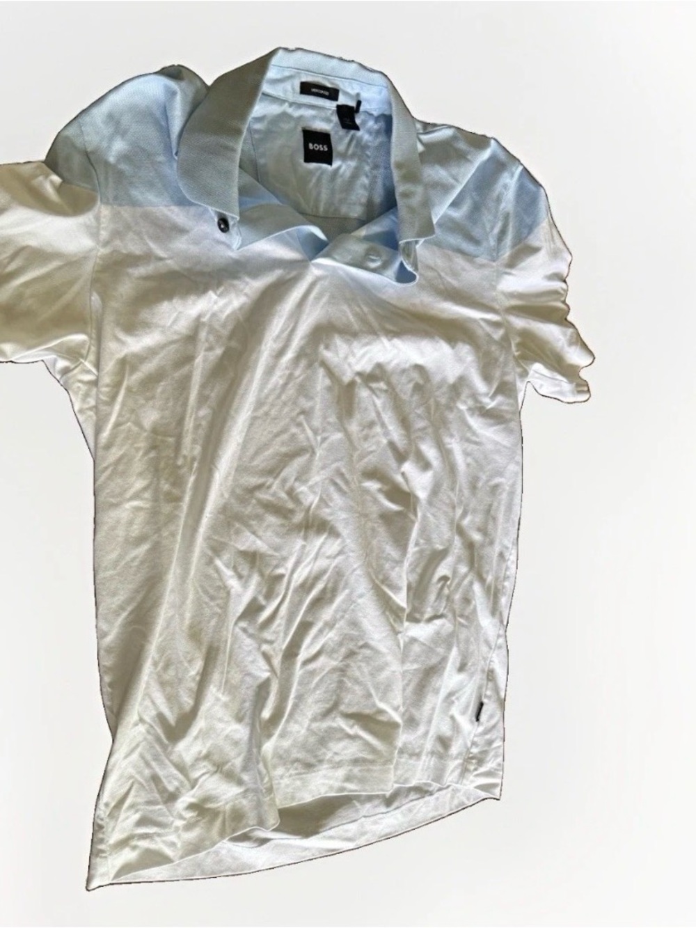 Boss Two-Tone Light Blue and White Short-Sleeve Polo